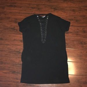 Laced crossed vneck tunic
