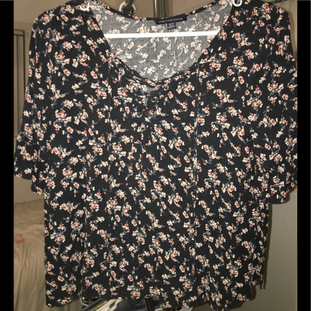 Floral blouse navy