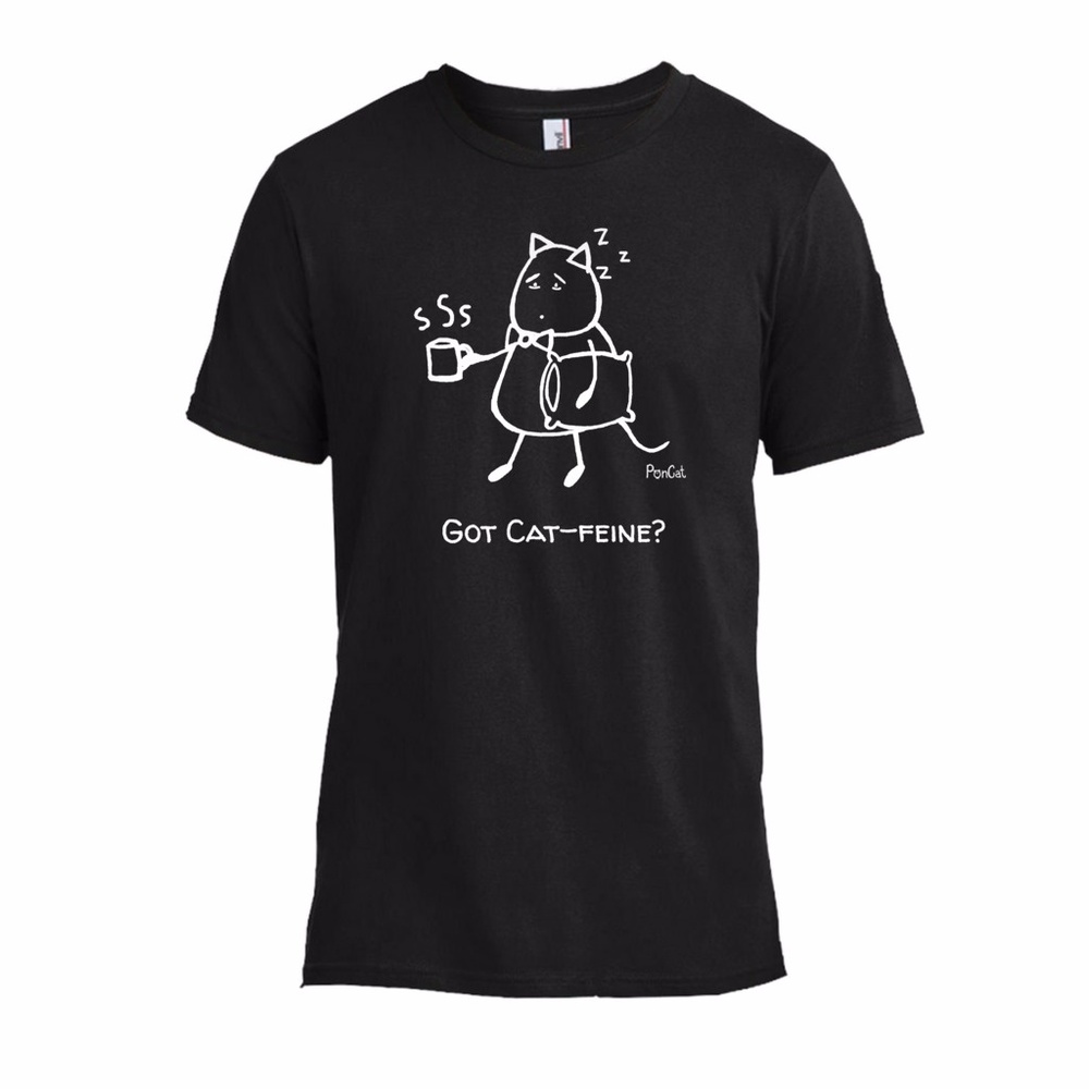 "Got Cat-feine" Unisex Black Tee