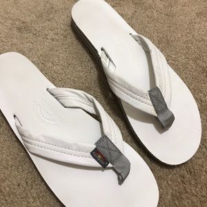 Leather Rainbow Sandals in white