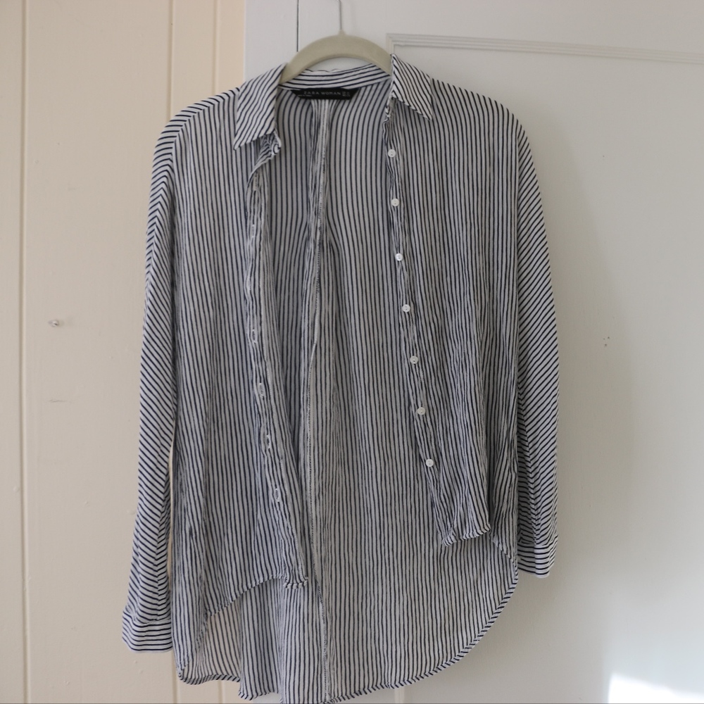 Zara Button up Striped Blouse