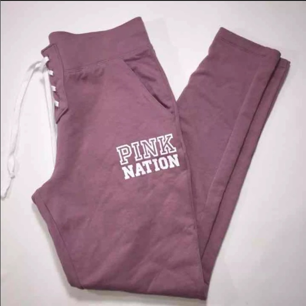 PINK lace up sweats.