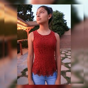 Maroon Laced Peplum Blouse