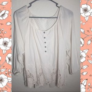 Cream crochet detailed blouse