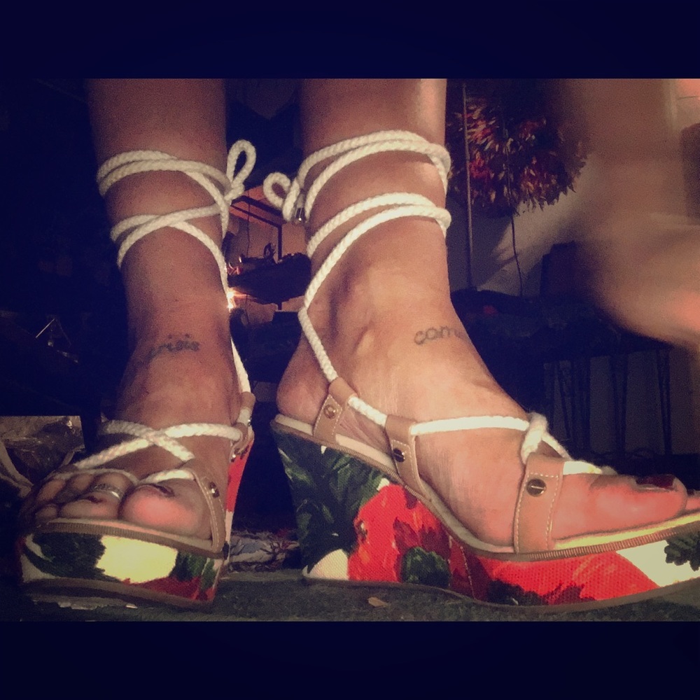 Nordstrom's floral tie up wedges