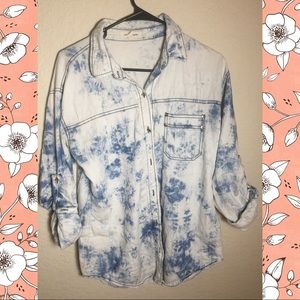 Button up bleach washed top