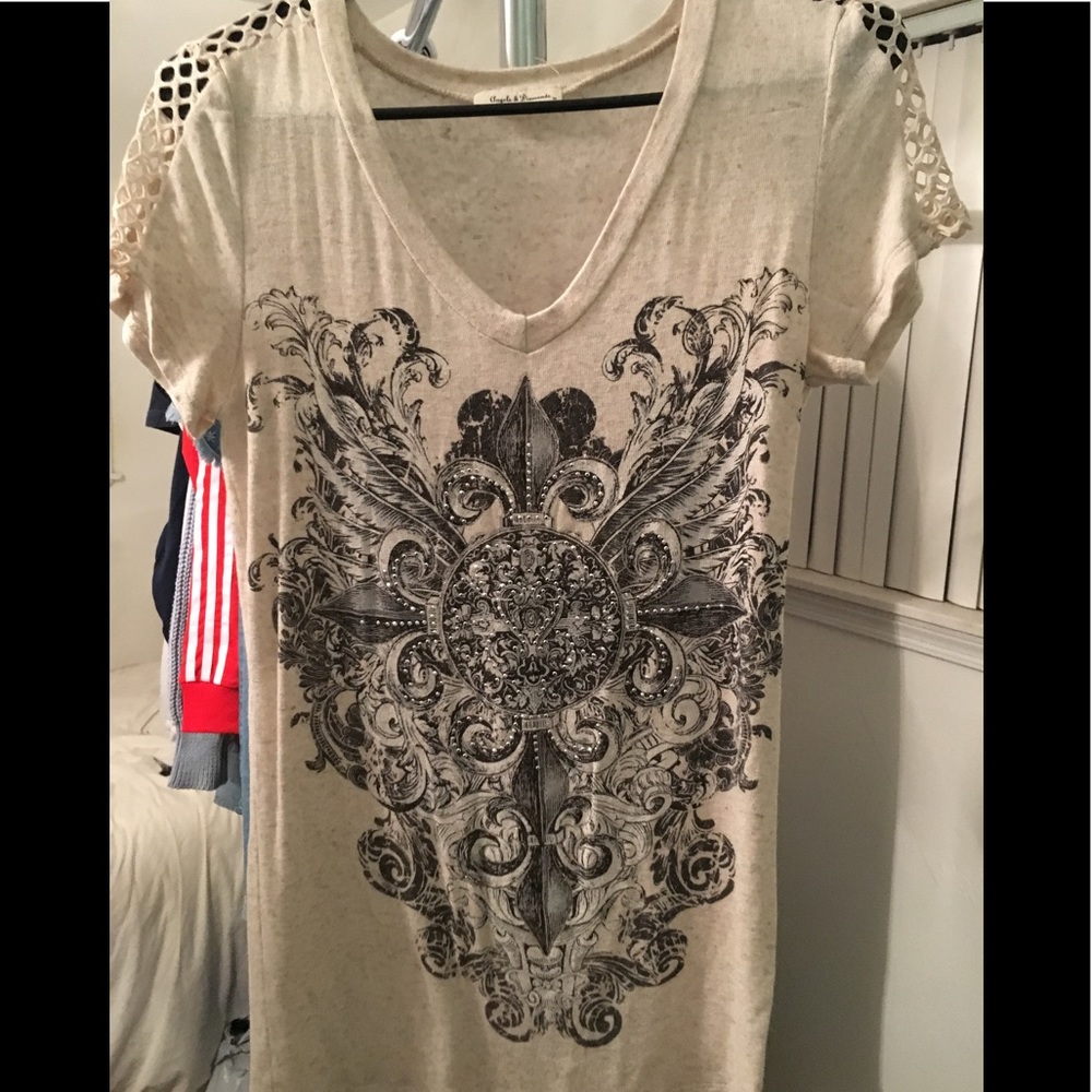 Cream v neck shirt