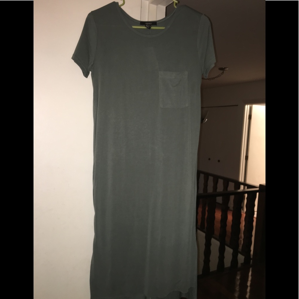 Dark olive midi tee shirt dress