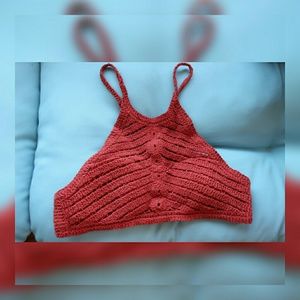 Brick Red Knitted Bathing Top