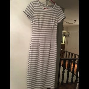 Fitted striped midi dress