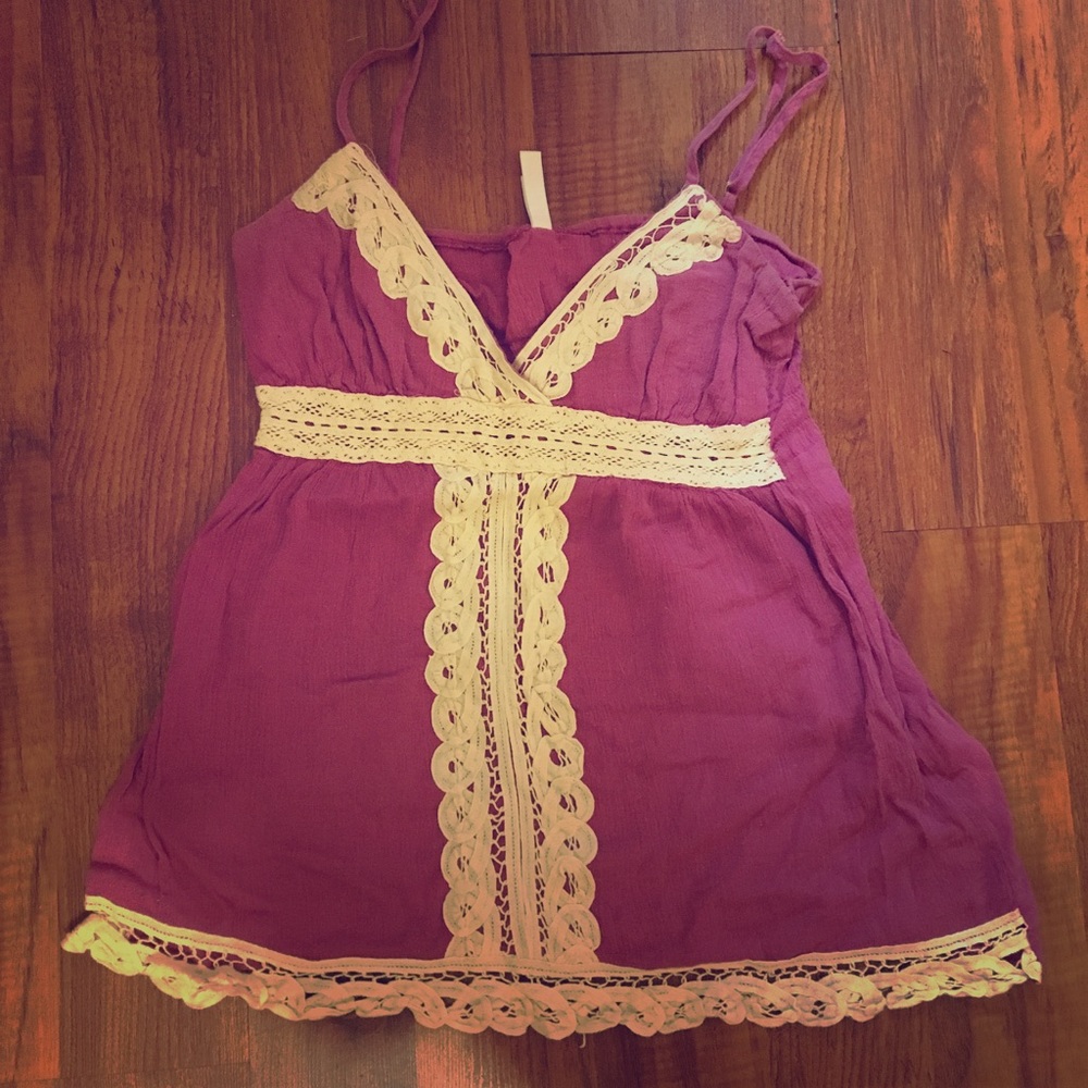 Magenta Lace-trim Top