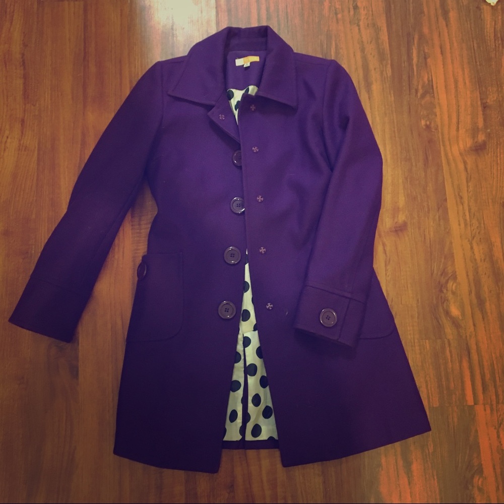 Fun Purple Coat with polka dot lining