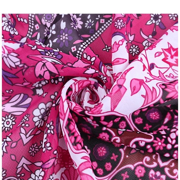Pink and purple bohemian fringe kimono cover up - Picture 6 of 8