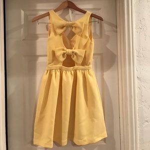 Bright Yellow Garden Dress with Cut Out Back