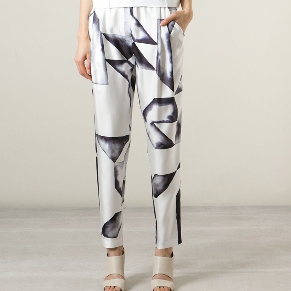 Phillip Lim 100% Silk geometric print trousers - Picture 2 of 9