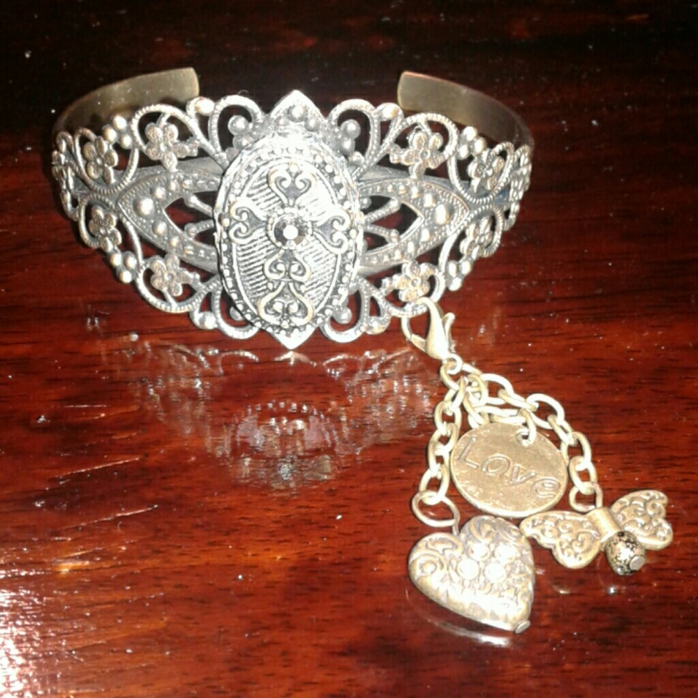Beautiful Metal Cross Bracelet ~ Handmade