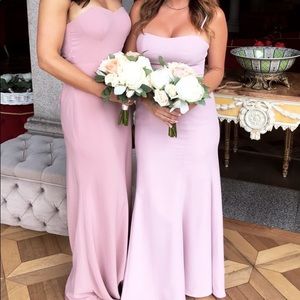 Beautiful blush mermaid bridesmaid dress.