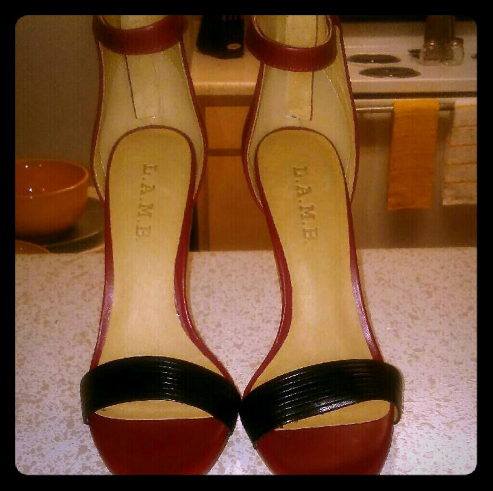 Red and Black L.A.M.B. Heels