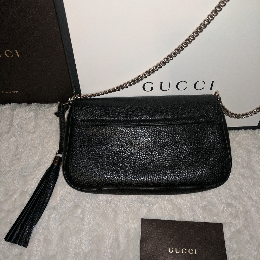 ❤️SOLD💕AuthenticGucciSoho Flap Bag Black leather - Picture 3 of 7