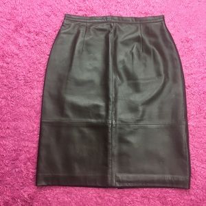 Talbots Leather Pencil Skirt Size 6 Petite Brown