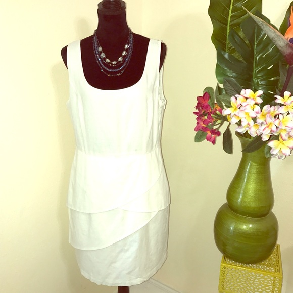 Zara Dresses & Skirts - Zara basic white linen bandage dress XL