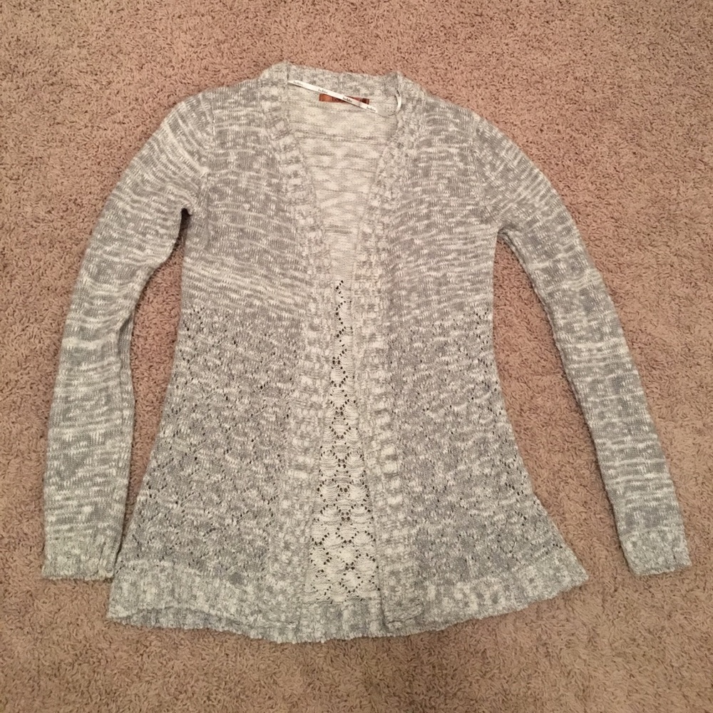 Grey knit cardigan sweater