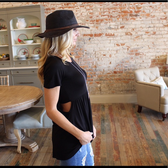 ❗️LAST ❗️Black short sleeve bandeau babydoll tunic - Picture 2 of 6