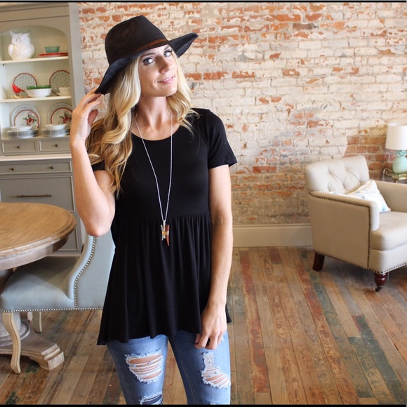 ❗️LAST ❗️Black short sleeve bandeau babydoll tunic - Picture 4 of 6