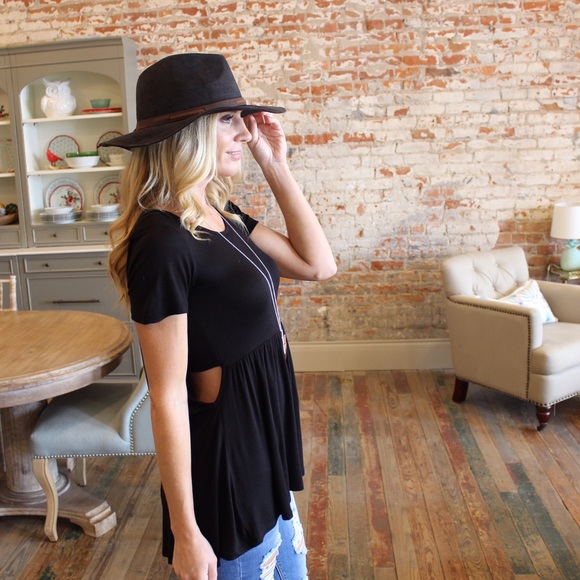 ❗️LAST ❗️Black short sleeve bandeau babydoll tunic - Picture 6 of 6