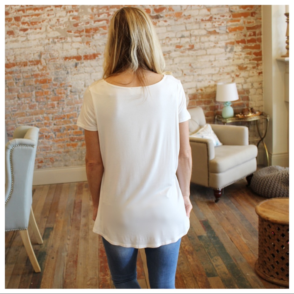 ✨LAST✨Ivory short sleeve bandeau look  tunic - Picture 5 of 5