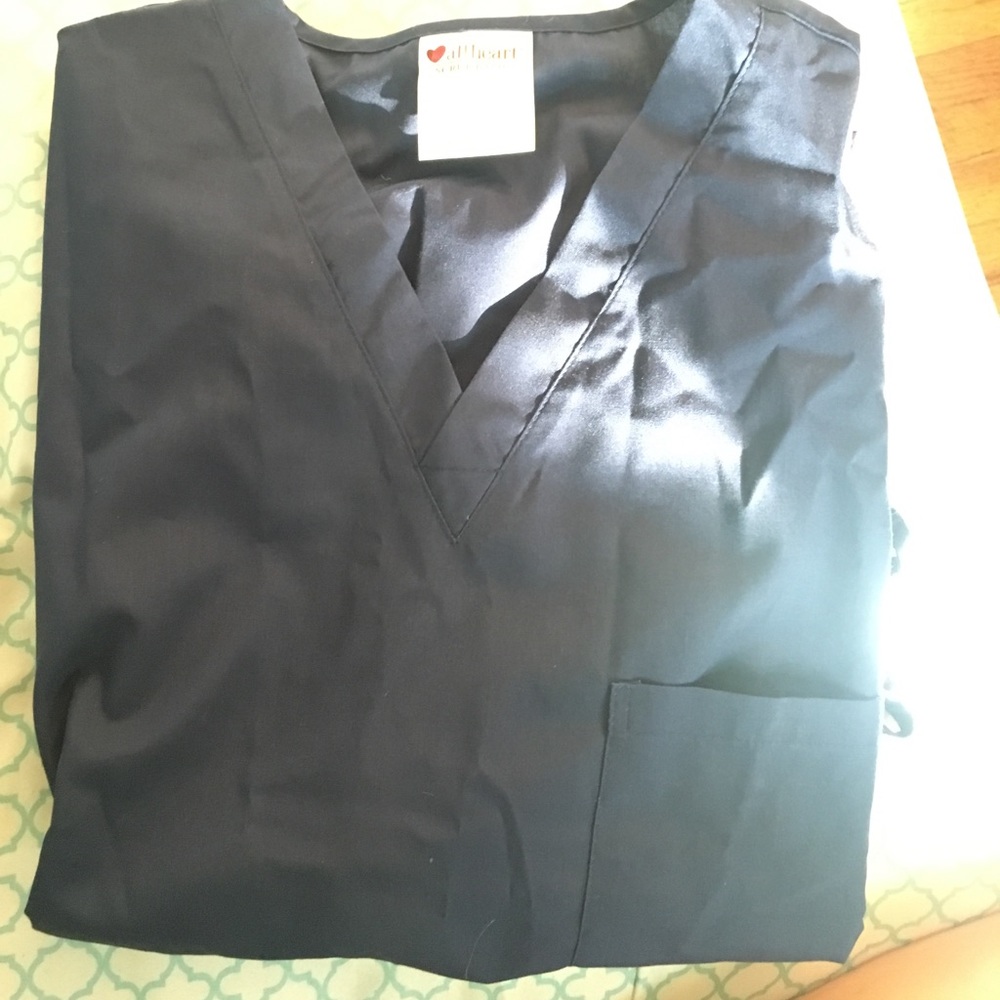 Unisex dark blue scrub set (top and pants)
