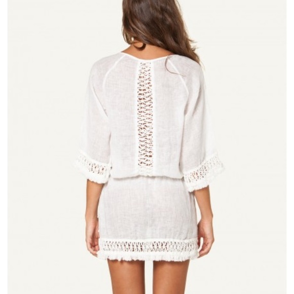 VIX White Crochet and Fringed Beach Cover Up (Med) - Picture 4 of 8