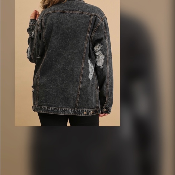 ✅PLUS✅Acid Washed Distressed  Denim Jacket - Picture 5 of 5