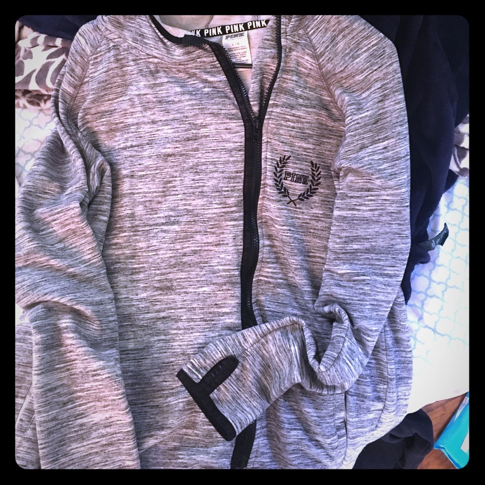Pink high low zip up