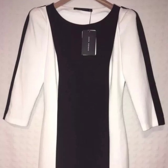 Zara Women's Medium White Black Flare Skirt Dress - Picture 1 of 6