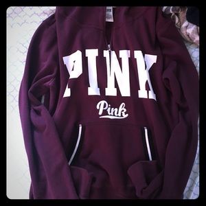Hooded pink half zip
