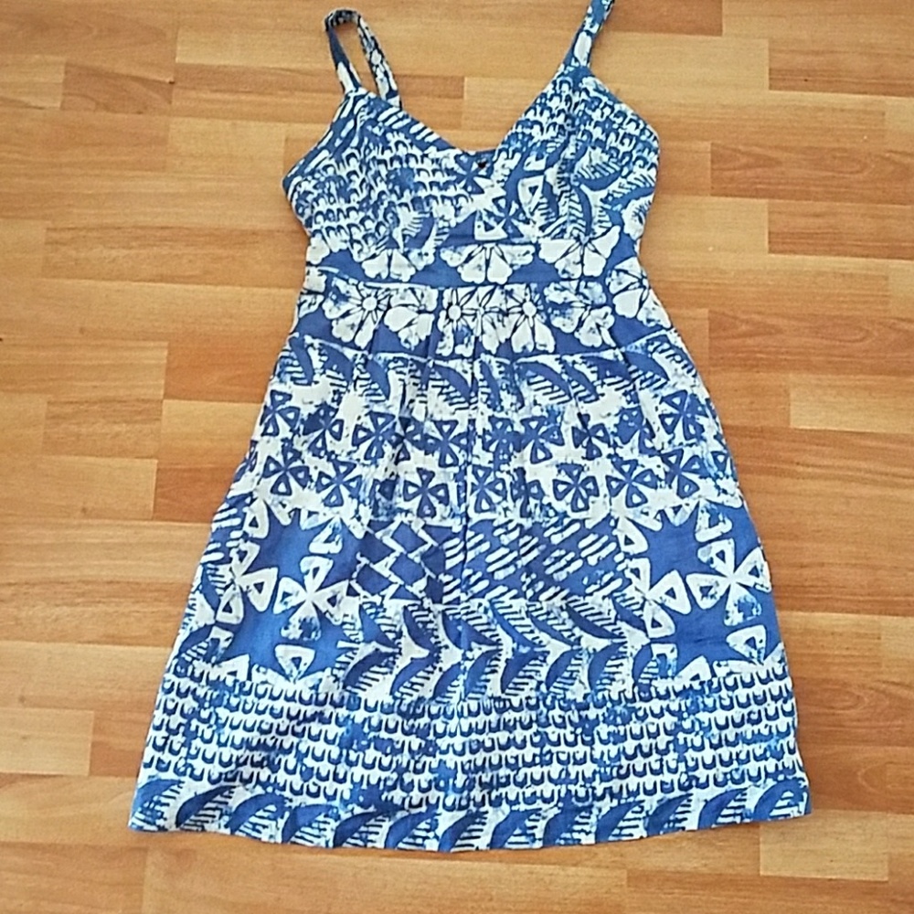 Blue and white dress
