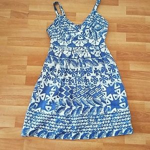 Blue and white dress