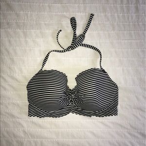 Black/White Stripped Bikini Top