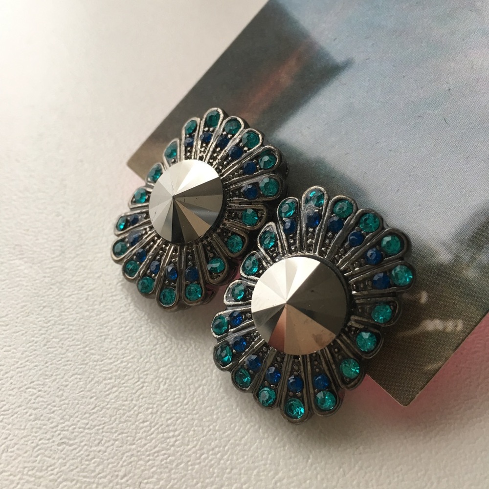 Urban Outfitters Art Deco Peacock Prism Earrings