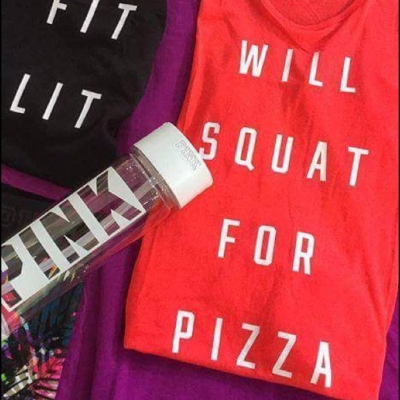 PINK Victoria's Secret Tops - VS PINK Will Squat for Pizza Tank