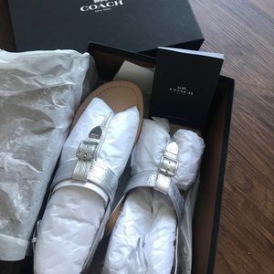 Coach Cassidy Metallic Tumbled Sandals in Silver