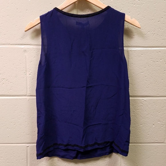 Madewell 100% Silk XS Royal Blue Embroidered Top - Picture 7 of 7