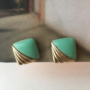 Urban Outfitters Sea Green Square Stud Earrings