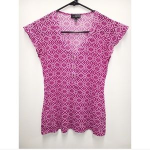 The Limited Purple and White Geometric Mesh Top