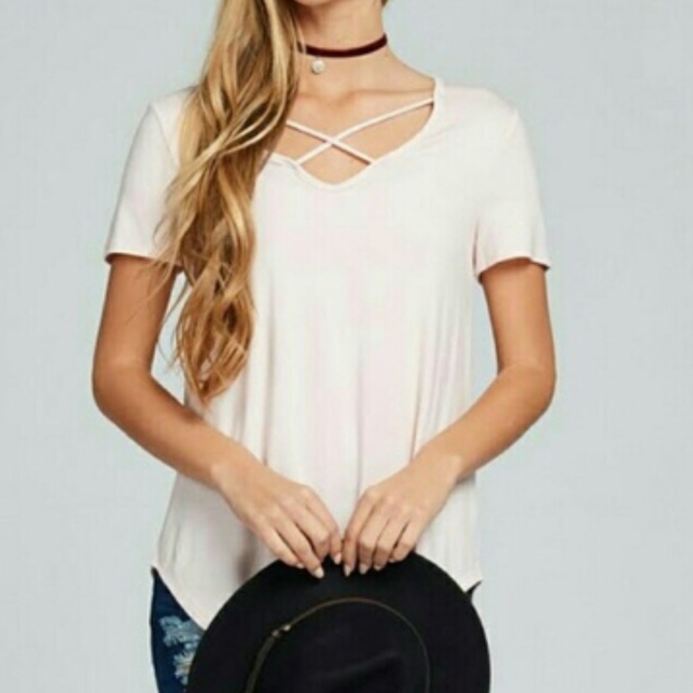 Blush cross chest tee