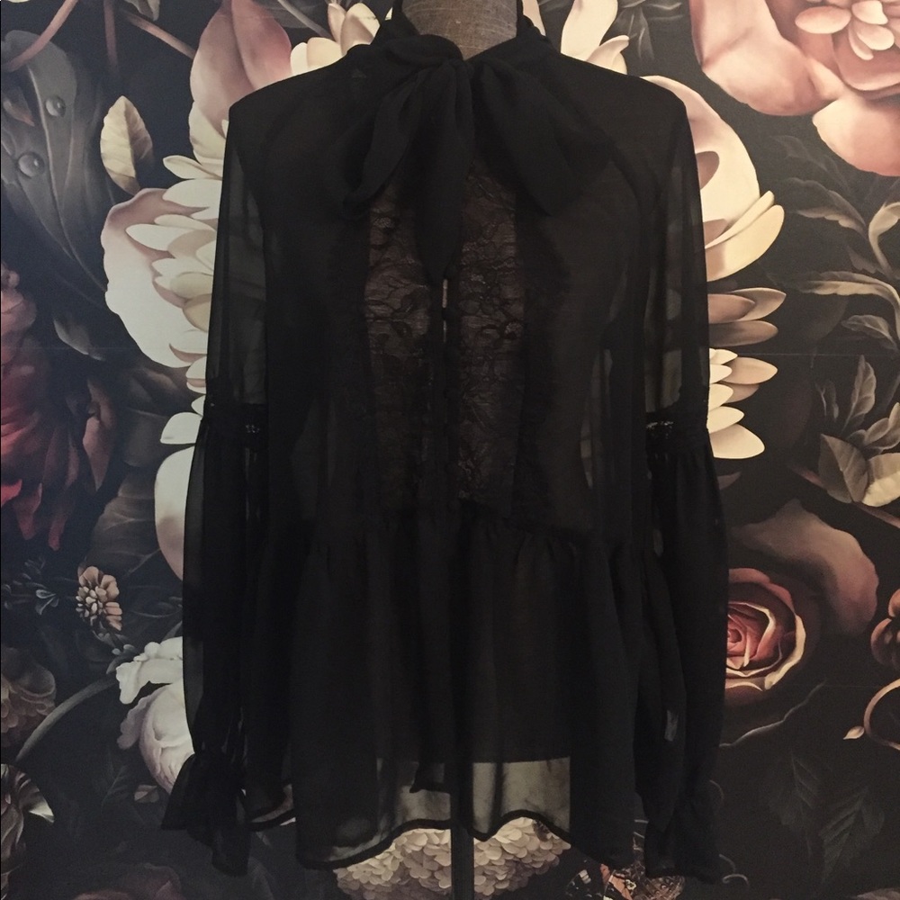 Free People sheer bow top.