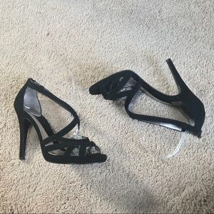 DVF Black Strappy Suede Sandals NEW