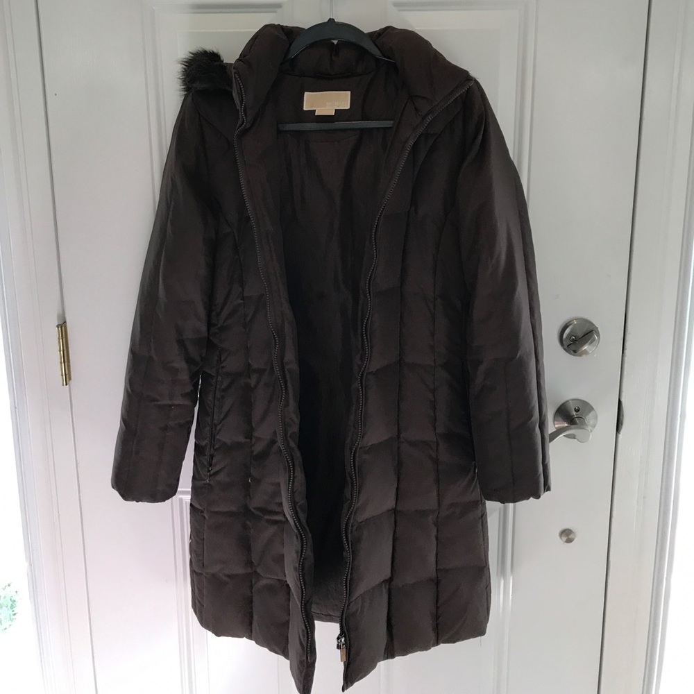 Michael kors puffer coat with faux fur hood
