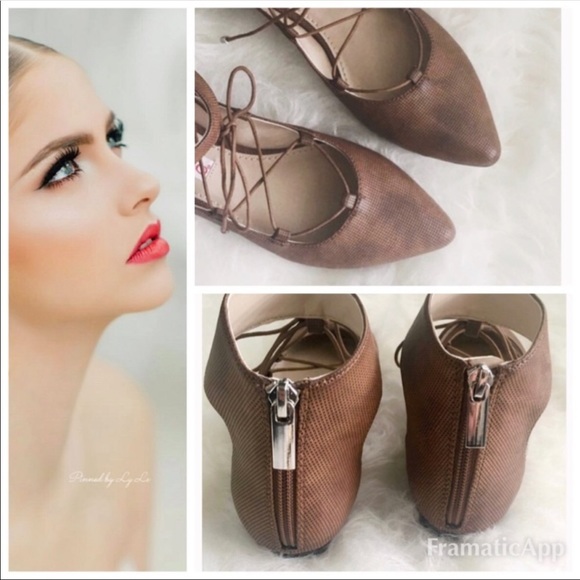 Tan Pointed Toe Flat - Picture 6 of 8